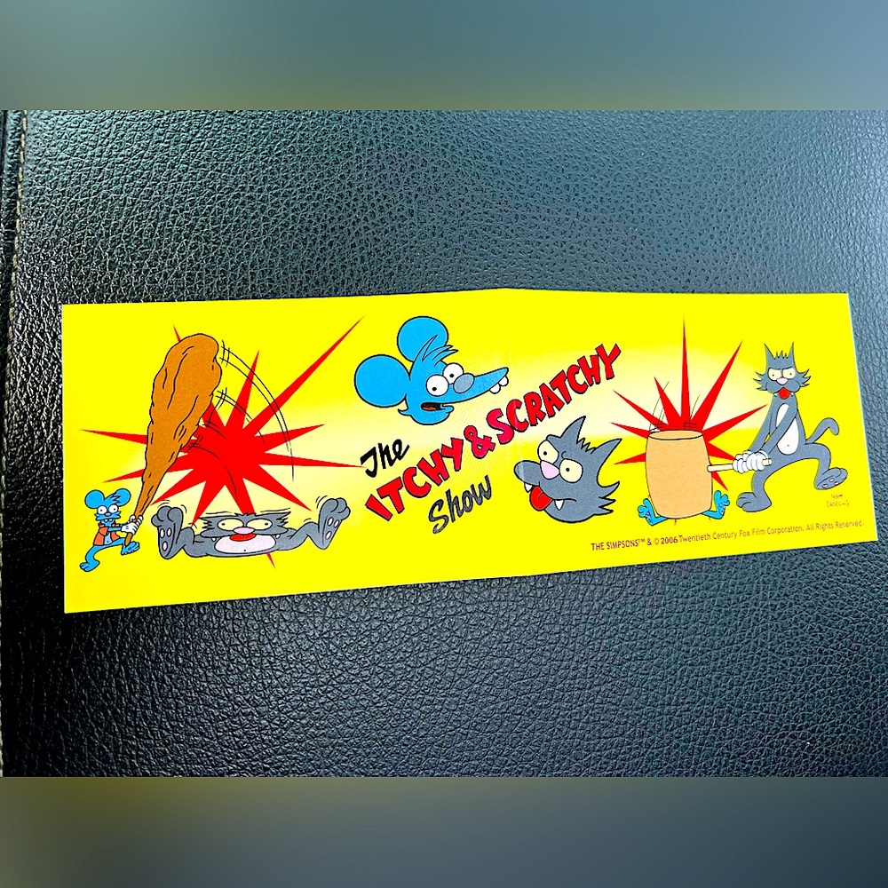 Simpsons Retro Animated Tv Show 2016 DeadStock Bumper Sticker Itchy & Scratchy